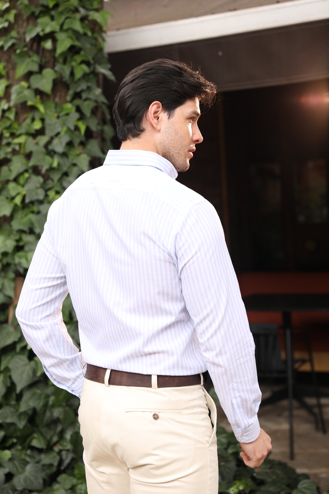 Camisa ML Boa Rayas Med Azul Cielo - Blanco BD L-GRN