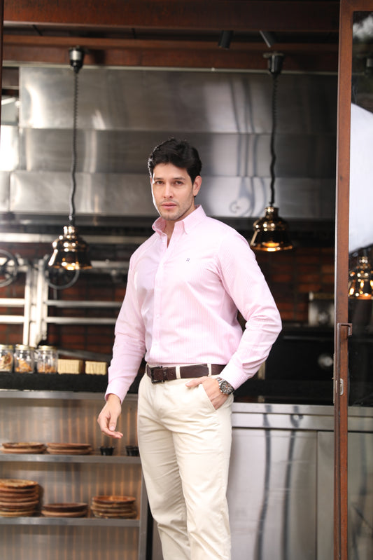 Camisa ML Boa Rayas Del Rosadas - Blanco BD L-DBL