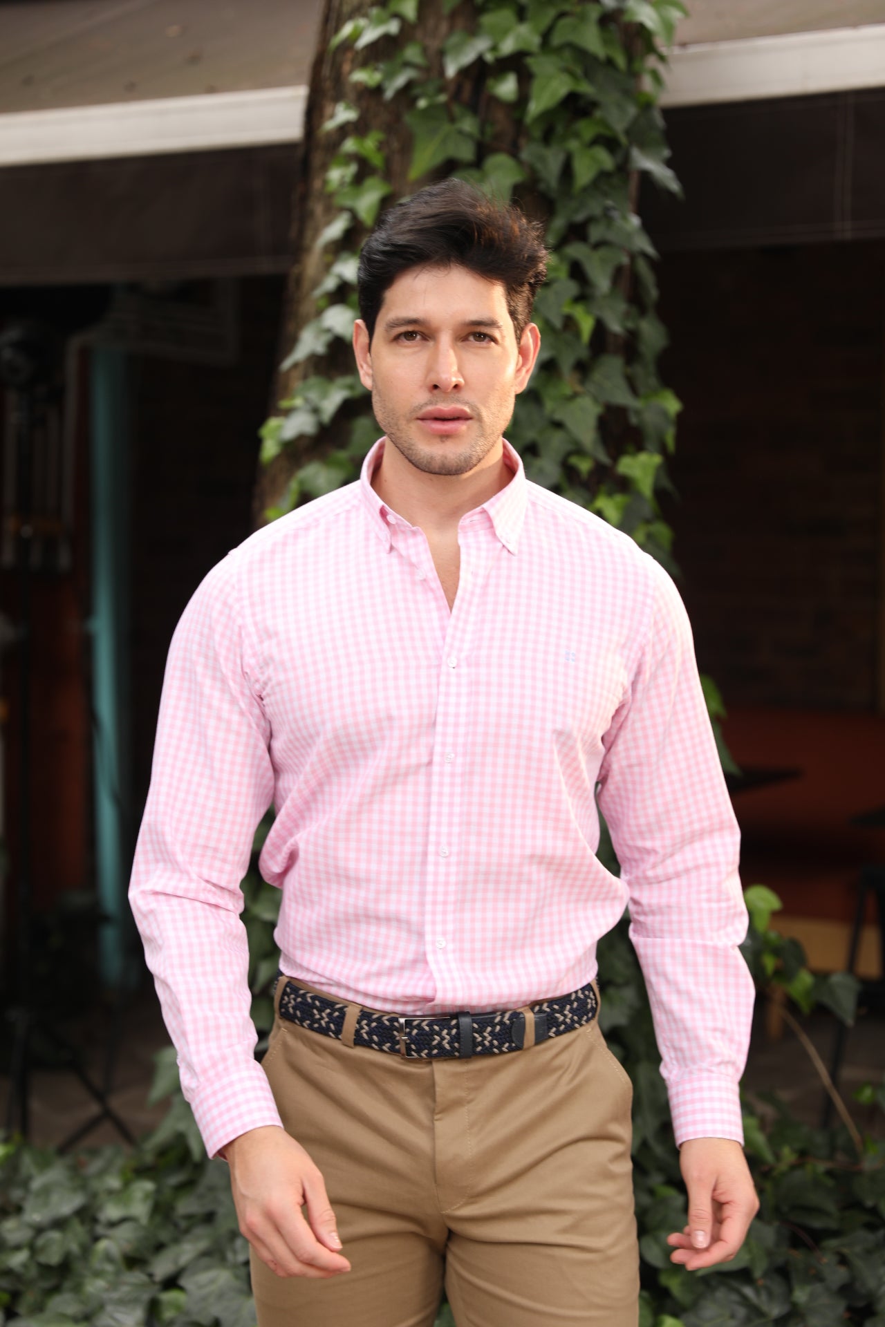 Camisa ML Boa Cuadros Med Rosado - Blanco BD L-LBL
