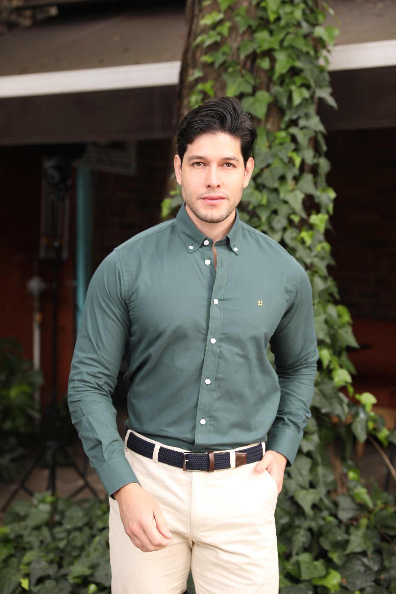 Camisa Oxford ML Frat Verde Oscuro BD L-YLW