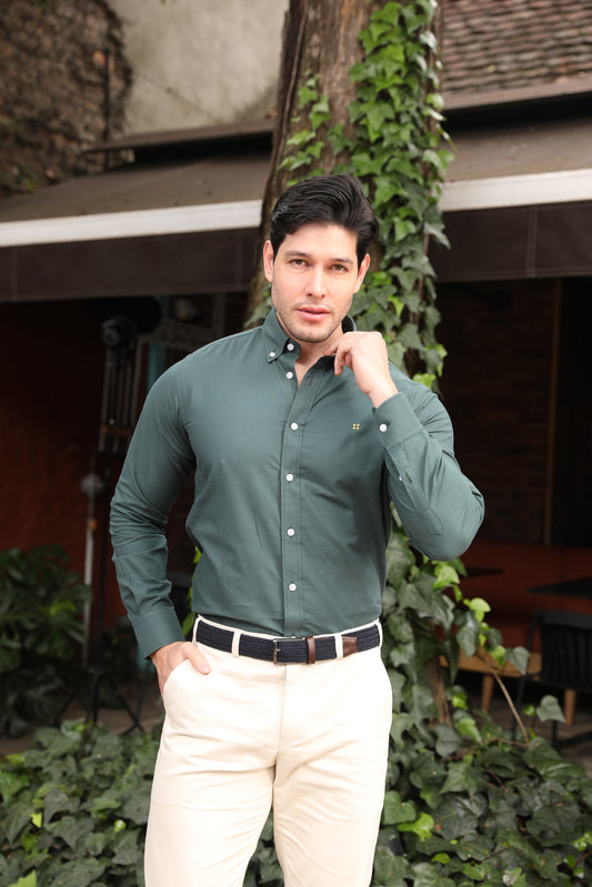 Camisa Oxford ML Frat Verde Oscuro BD L-YLW