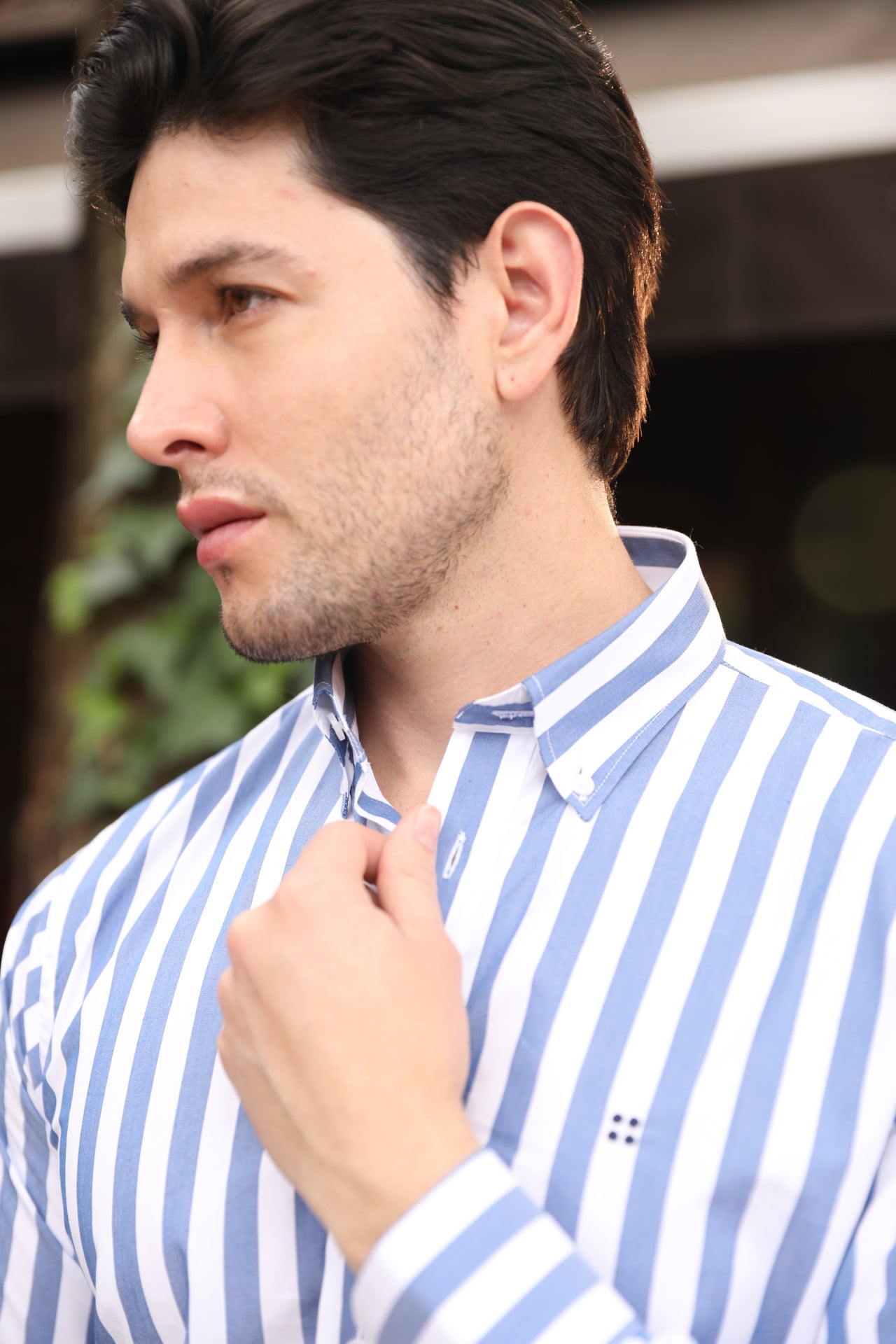 Camisa ML Frat Rayas Anchas Azules - Blanco BD L-DBL