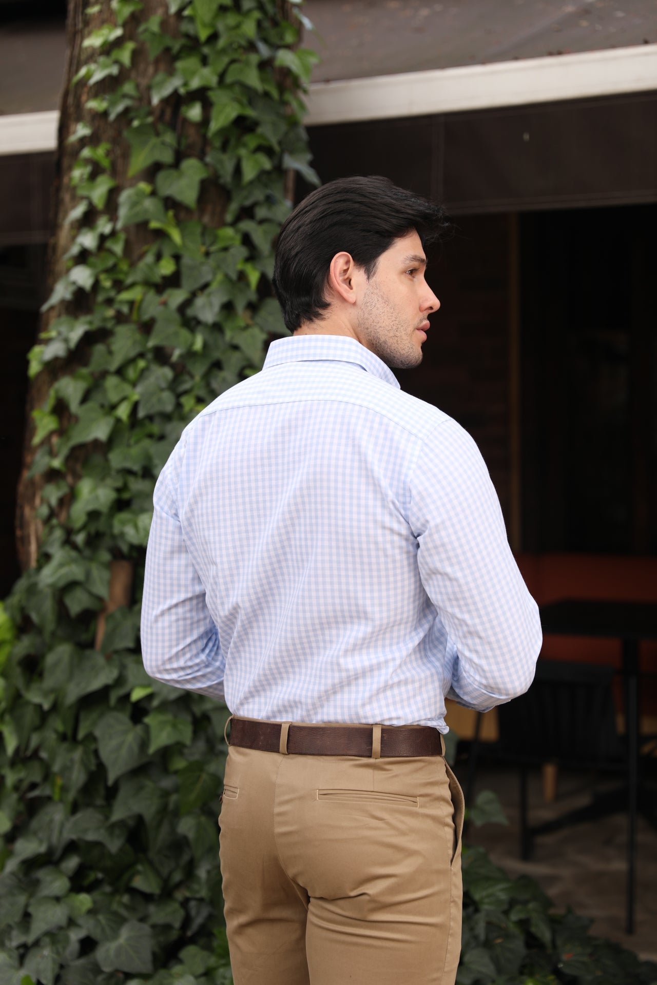 Camisa ML Boa Cuadros Med Azul Cielo - Blanco BD L-LPNK