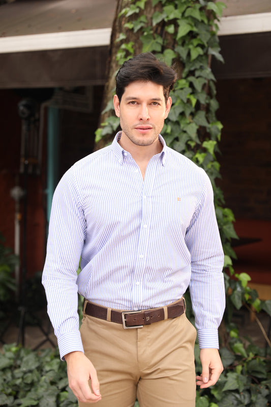 Camisa ML Boa Rayas Del Azules - Blanco BD L-OR