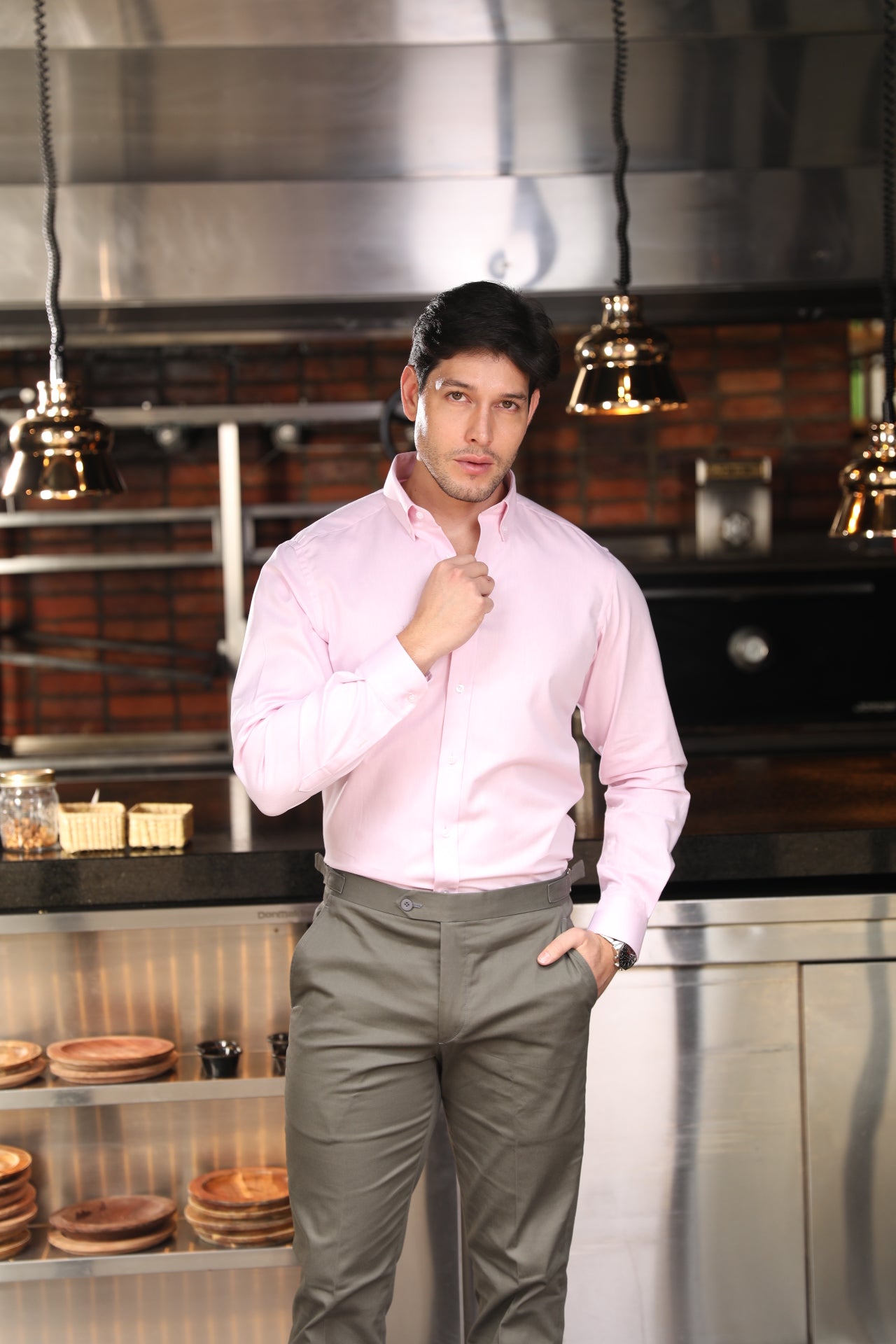 Camisa Oxford ML Boa Rosado Claro BD L-