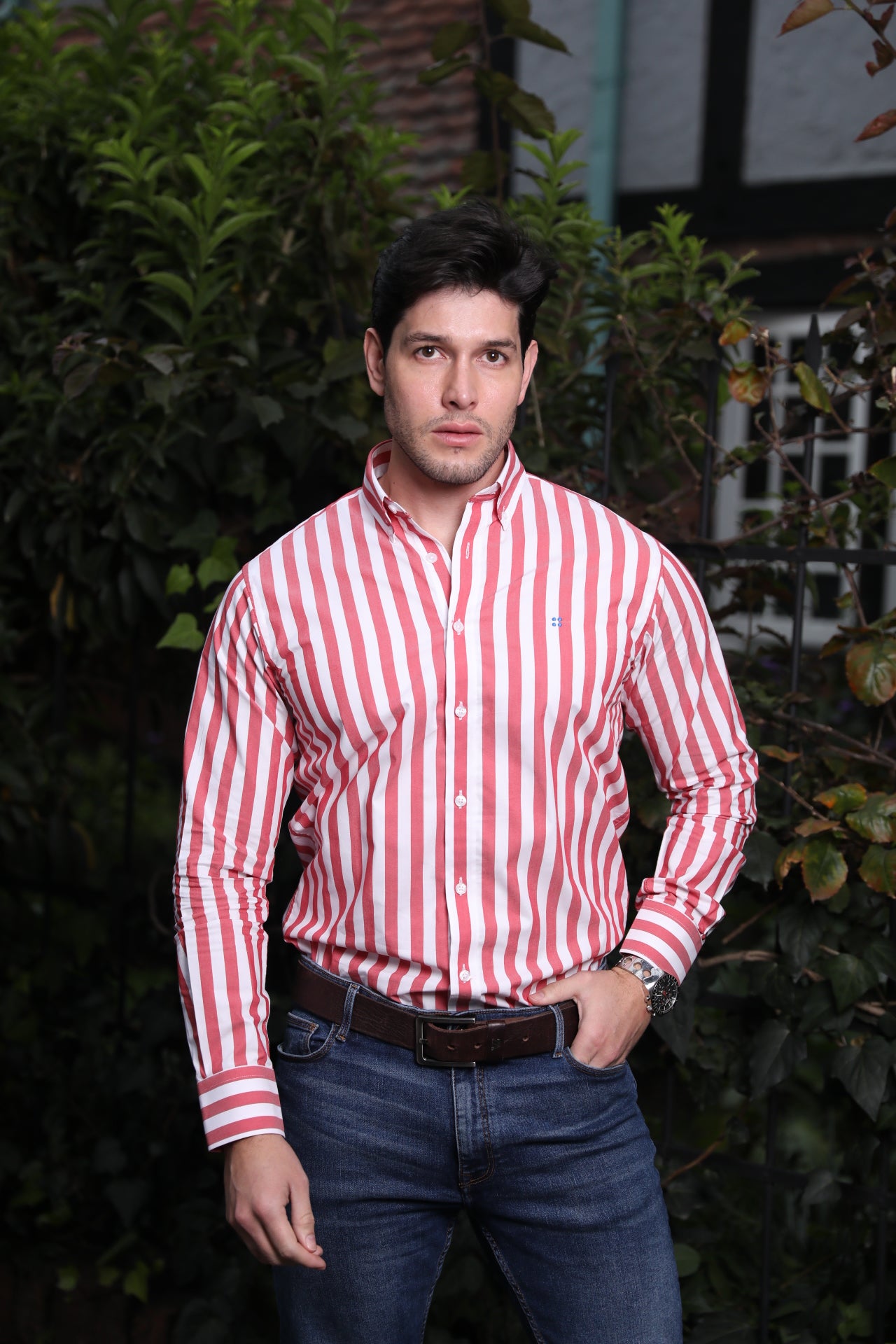 Camisa ML Frat Rayas Anchas Rojas - Blanco BD L-BL