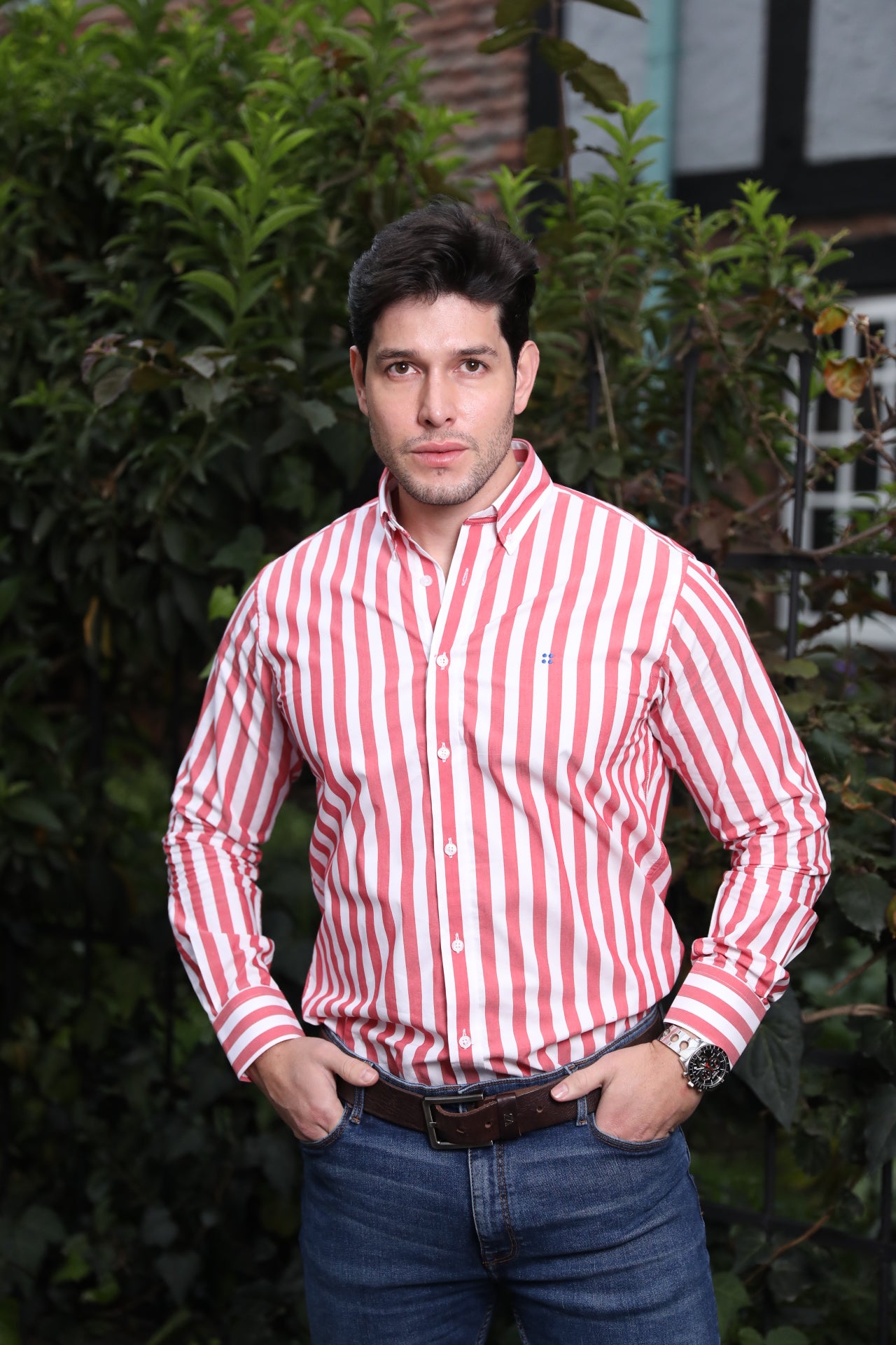 Camisa ML Frat Rayas Anchas Rojas - Blanco BD L-BL