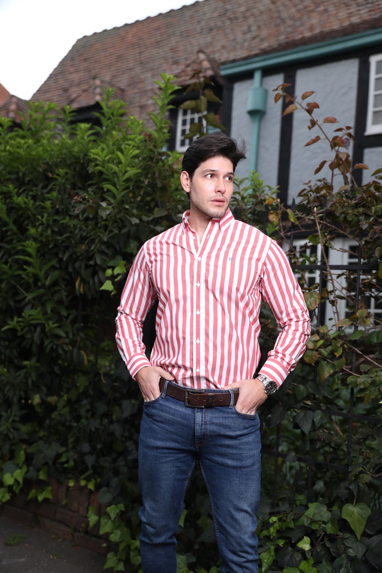 Camisa ML Frat Rayas Anchas Rojas - Blanco BD L-BL