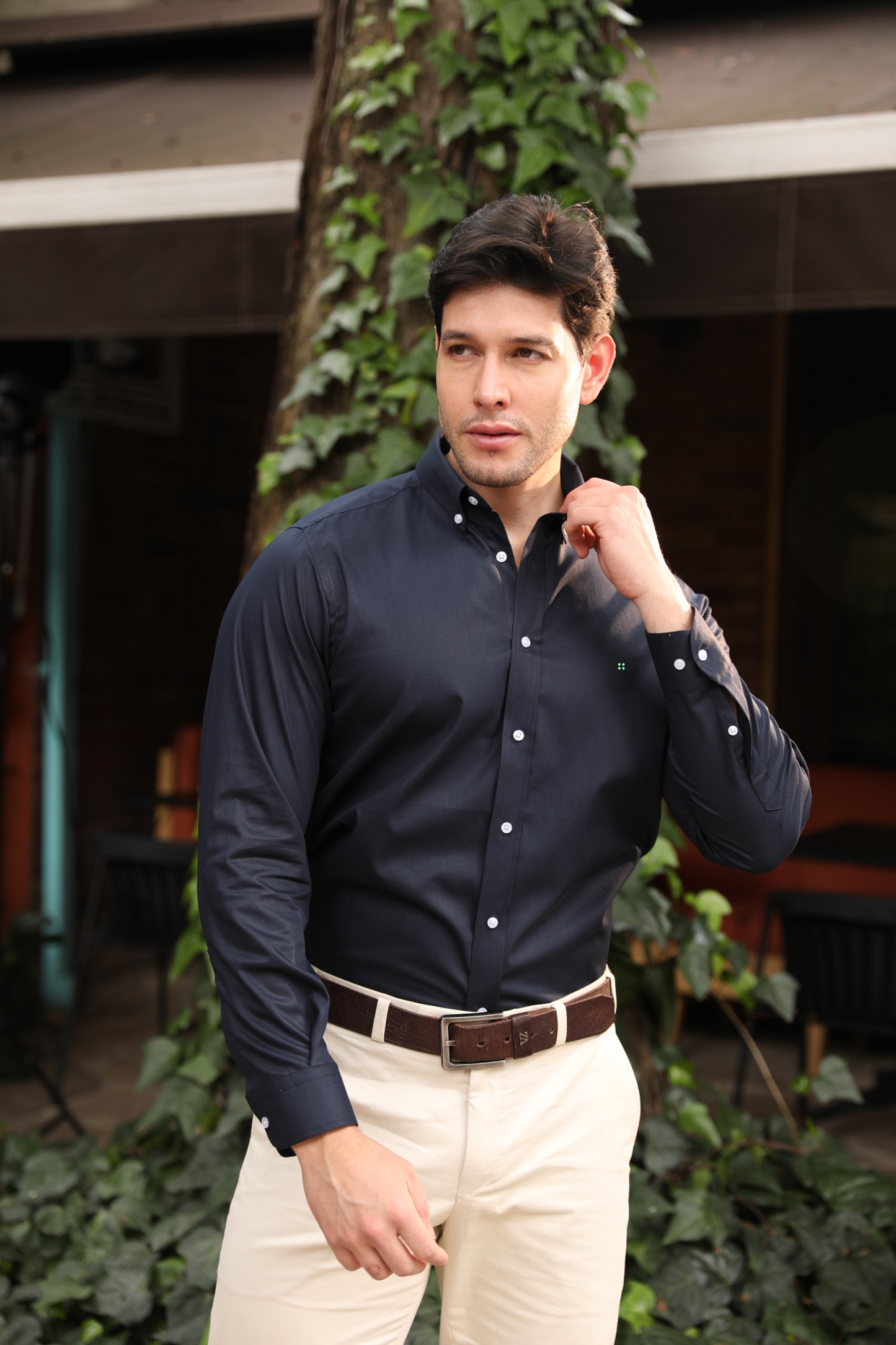 Camisa ML Boa Azul Oscuro BD L-