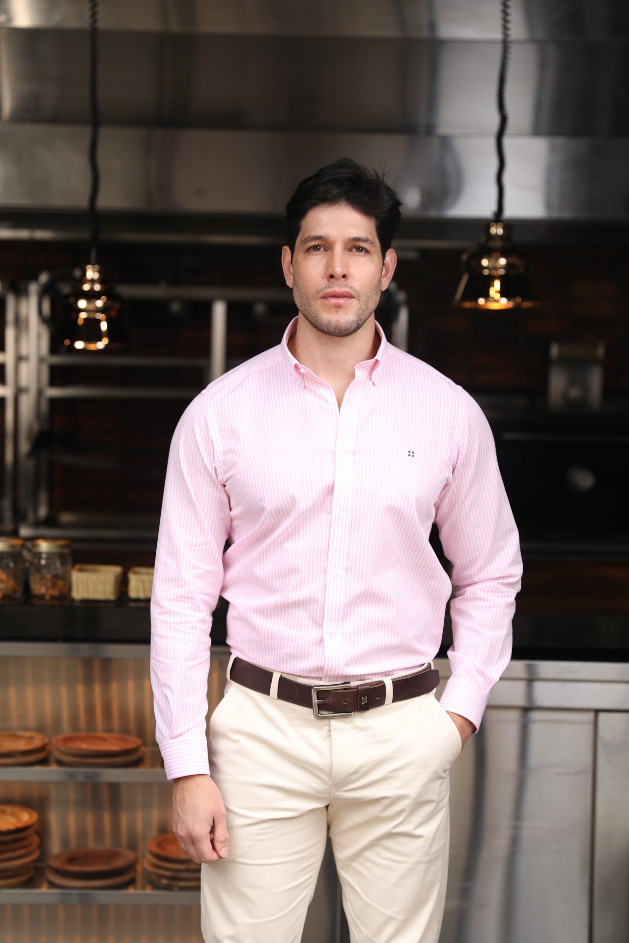 Camisa ML Boa Rayas Del Rosadas - Blanco BD L-DBL