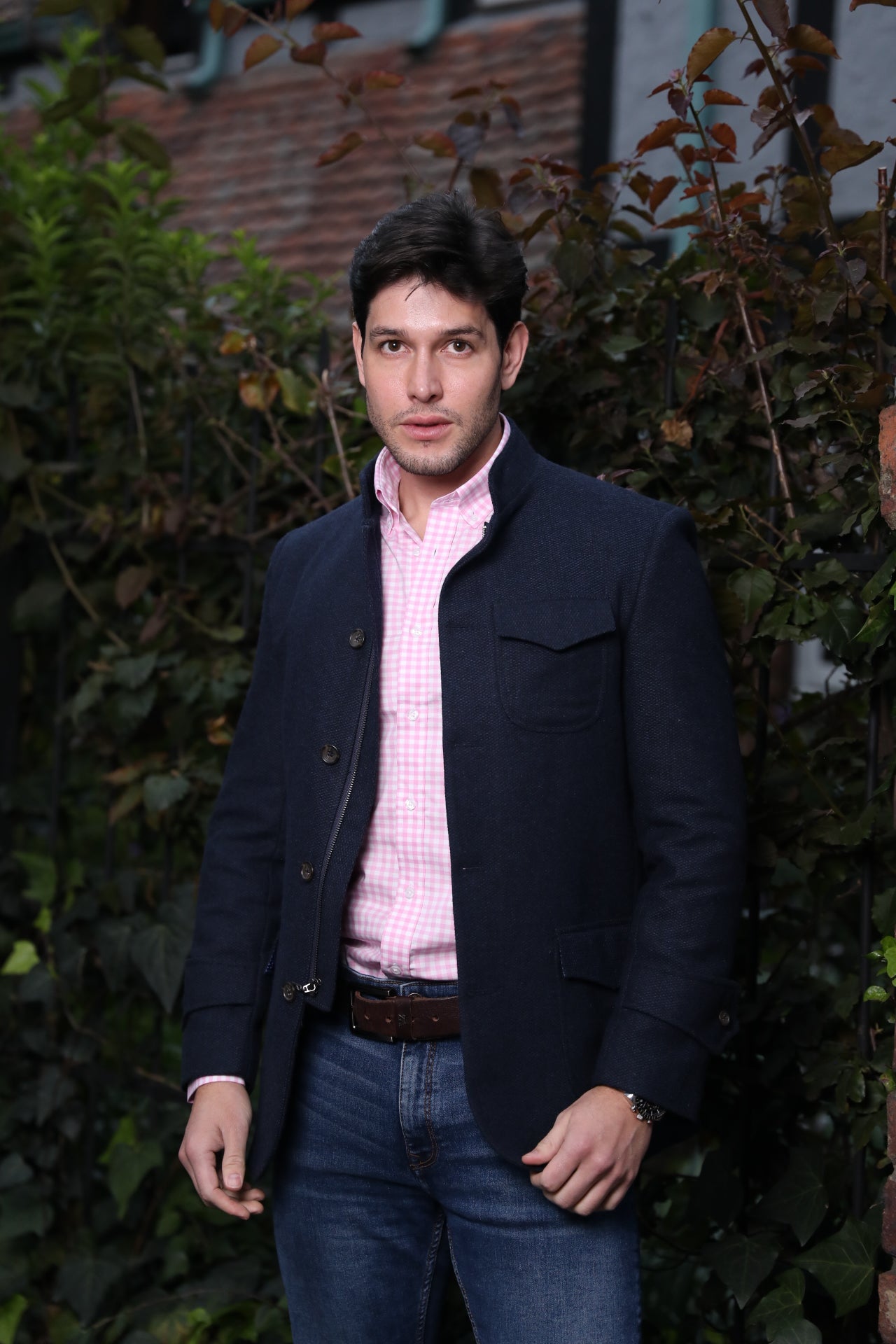 Abrigo Corto Frat Cuello Neru Azul Oscuro Jaspeado