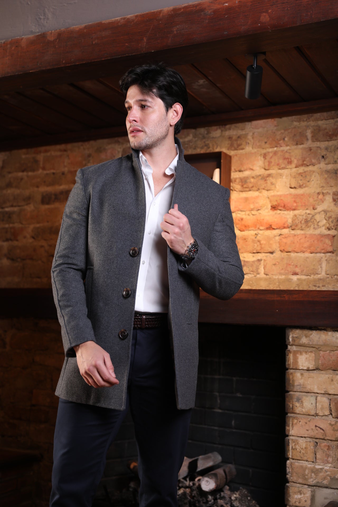 Abrigo Frat Solapa Regular Gris Medio