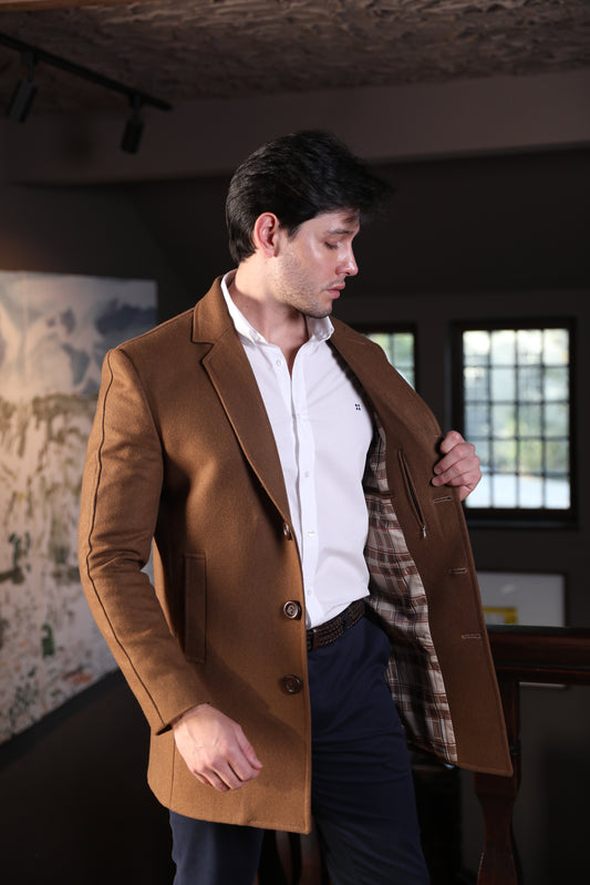 Abrigo Frat Solapa Regular Camel