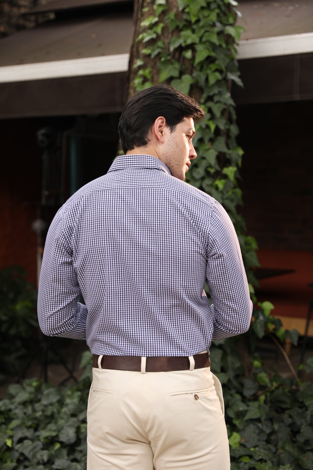 Camisa ML Boa Cuadros Med Azul Oscuro - Blanco BD L-RED